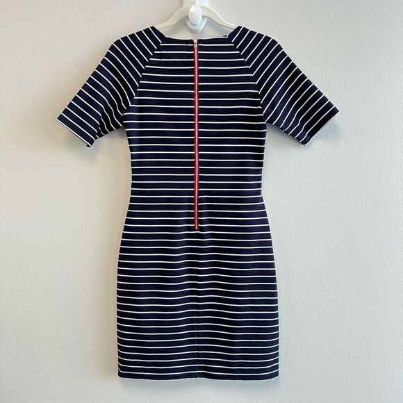 MISS SIXTY Navy White Striped Stretch A-line Midi Dress Women’s Size 4 - Picture 7 of 11